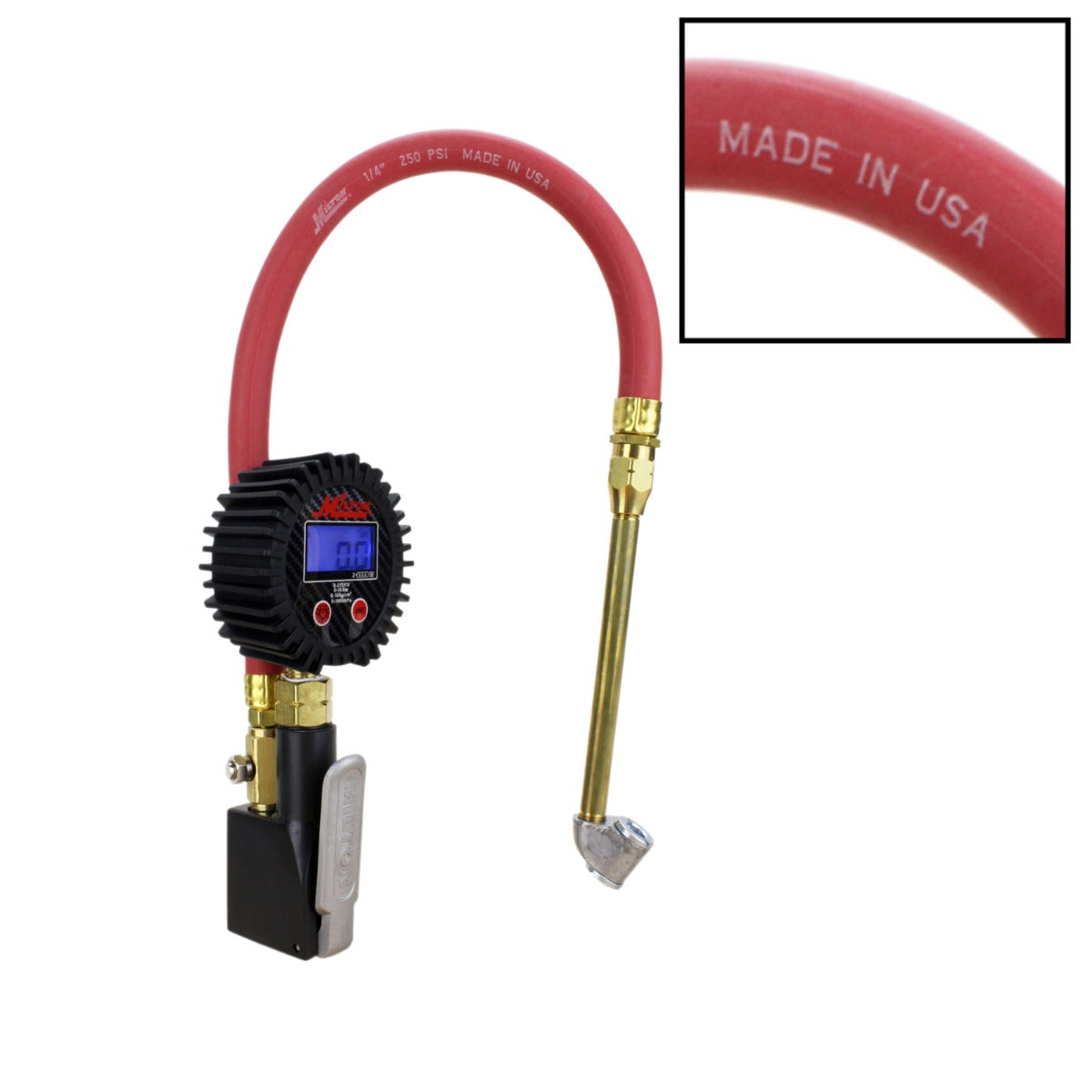 Compact Digital Tire Inflator with Pressure Gauge (255 PSI) - Air Chuck & 15