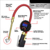 S-530 Compact Digital Tire Inflator with Pressure Gauge (255 PSI) - Air Chuck & 15" Rubber Air hose 1/4" NPT s-530