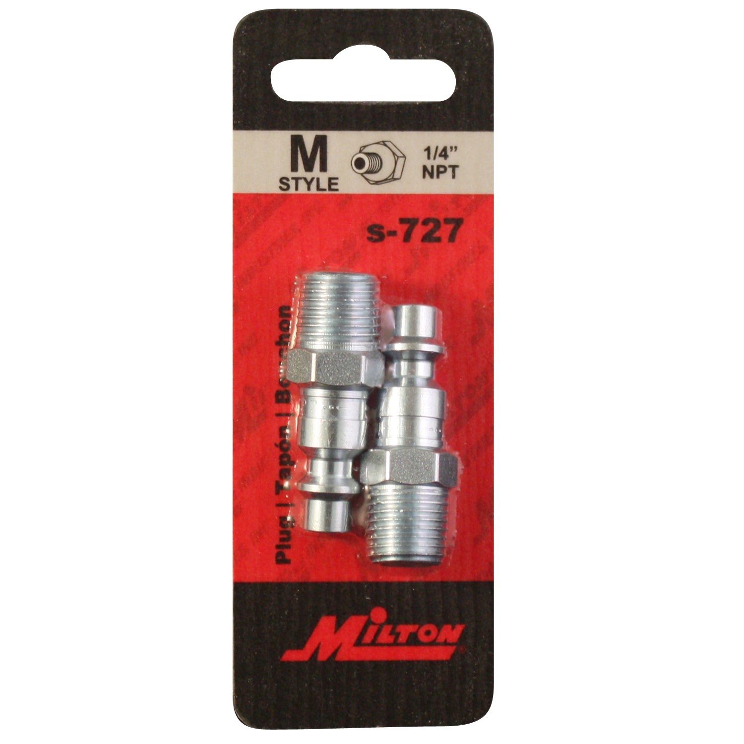 10-Pack MILTON 727 Air Line Hose Fittings - 1/4" Male NPT Thread, M Style Nipples For Pneumatic Tools