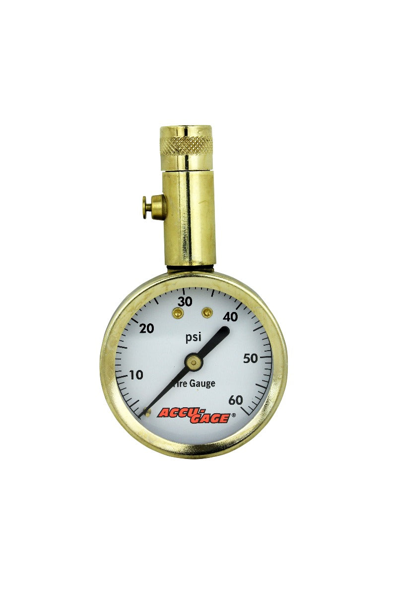 ACCU-GAGE® by Milton® Dial Tire Pressure Gauge with Straight Air Chuck - ANSI Certified for Motorcycle/Car/Truck Tires (0-60 PSI)