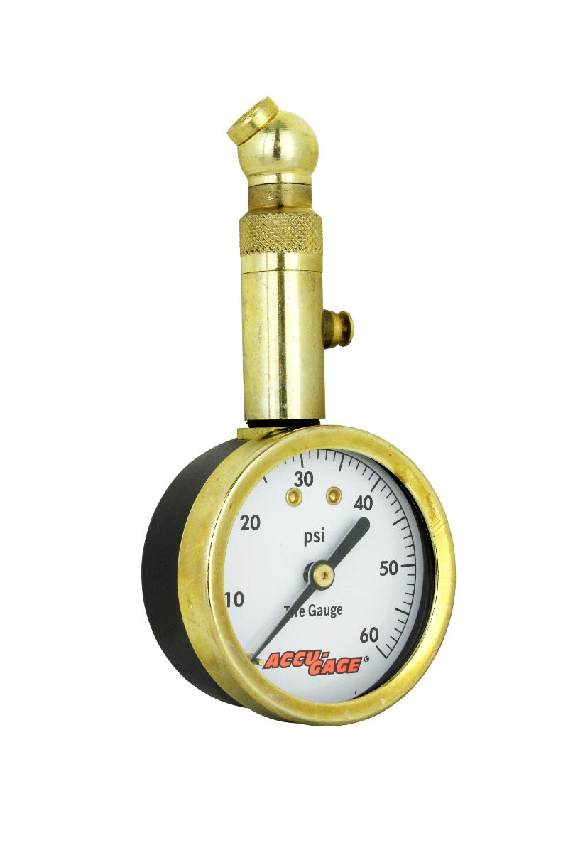 ACCU-GAGE® by Milton® Dial Tire Pressure Gauge with Swivel Angle Air Chuck - ANSI Certified for Motorcycle/Car/Truck Tires (0-60 PSI)